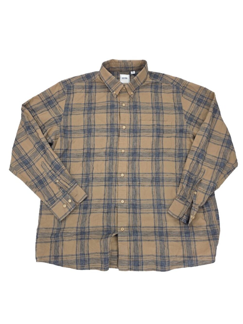 Rowm Button Shirt Mens XL Brown Dadcore Lumberjack Cabincore Pocket Plaid Casual